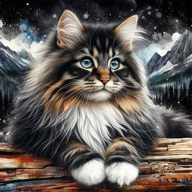 YUTTEE 5D DIY Diamant Mosaik Set Katze Tier Kreuzstich Bild mit runden Strass Steinen zur Stickerei Dekoration - Bild 1