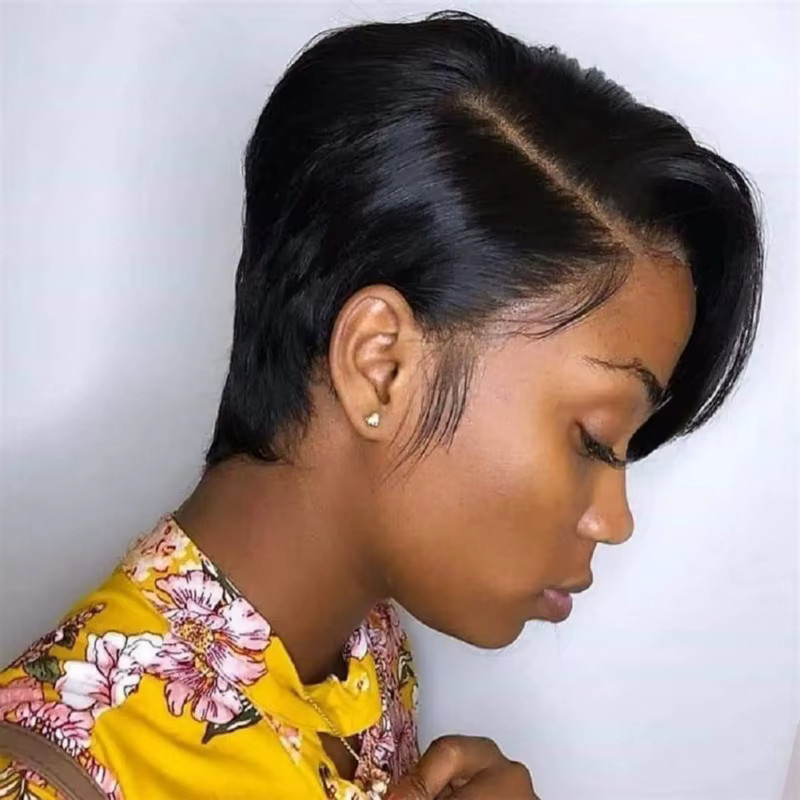 Linhua Pixie Cut Echthaar Perücke, kurzer Bob, Lace-Front, Damen - Bild 4