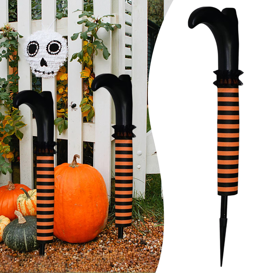 Kesoto Halloween-Dekoration Hexenbein in Orange gestreift, Länge: 56 cm - Bild 2