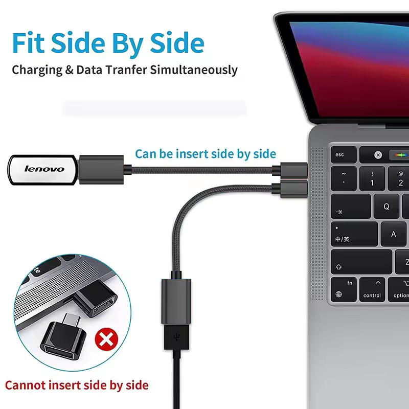 OUIO OTG USB-C auf USB-A Adapter in Schwarz für Xiaomi, Huawei und MacBook Air - Bild 3
