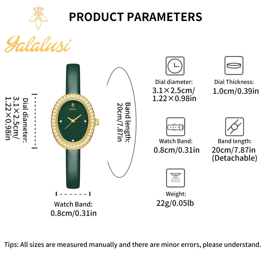 YaLaLuSi Armbanduhr, Quarz, Leder, Diamantbesetzt, Damen, Gold - Bild 5