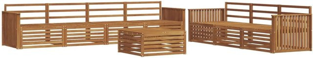 vidaXL Outdoor-Sofagarnitur 8-teilig aus Akazienholz in Natur mit braunen Polstern - Bild 1