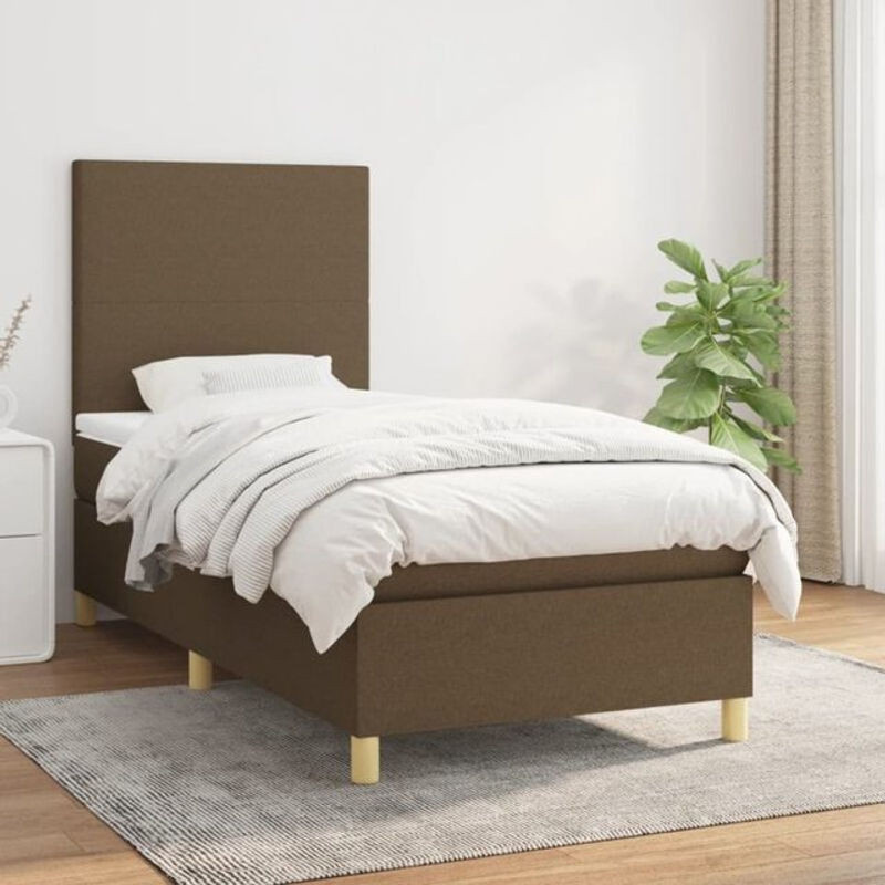 Vidaxl Boxspringbett mit Matratze aus Stoff in Braun, B/T/H: 190 x 90 x 128 cm - Bild 1