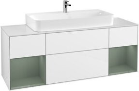 V&B Finion Waschtischunterschrank mit Wandbeleuchtung in Weiß glänzend lackiert, Breite: 160 cm, Höhe: 50,1 cm, Tiefe: 50,1 cm - Bild 1