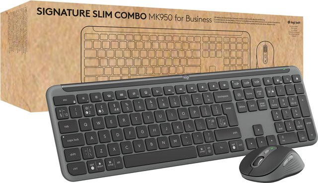 Logitech Signature Slim Combo MK950 for Business Tastatur-und-Maus-Set kabellos Bluetooth AZERTY Französisch Graphite - Bild 1