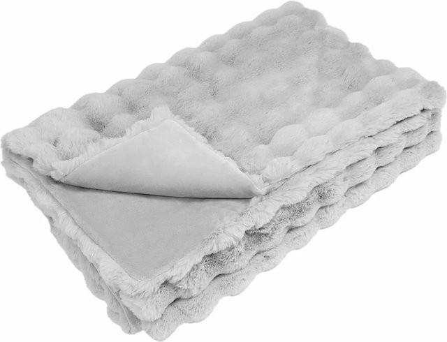 vidaXL Kunstfell Decke aus Polyester in Grau, B/B: 130 x 150 cm - Bild 1