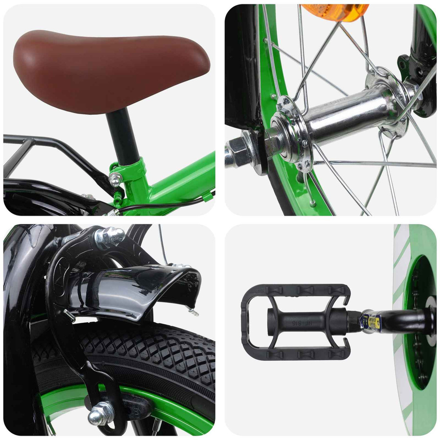 VD Home Furnishing Kinderfahrrad 16 Zoll Grün für Alter 4-6 - Bild 1