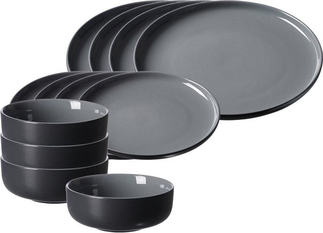 Ritzenhoff & Breker Basic-Set Jasper 12-teiliges Dinner-Service aus Keramik in Grau - Bild 1