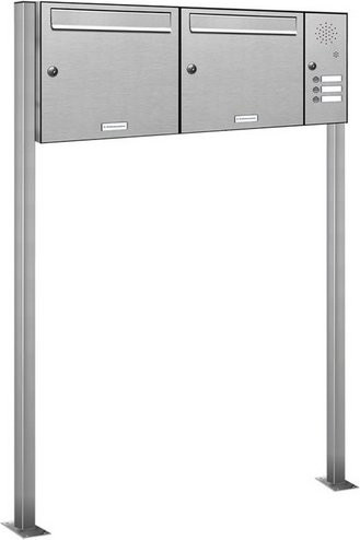 Freistehendes Briefkastensystem von AL BRIEFKASTENSYSTEME für 2 Parteien in Silber, B/H/T: 99,4 x 150 x 11,6 cm - Bild 1