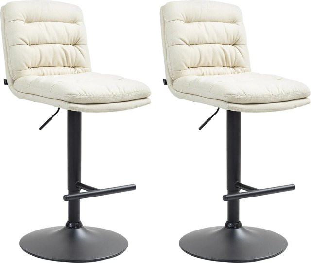 DELUKE Barhocker 2er Set TURIN mit Lehne, Stoff und Metall, Creme/Schwarz, B/T/H: 42 x 56 x 94 cm - Bild 1