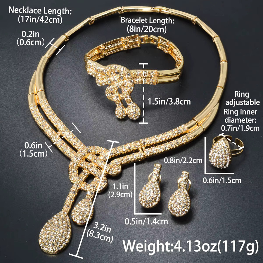 Schmuck-Set 18 Karat vergoldet, Zirkonia, Gold, Unisex - Bild 3