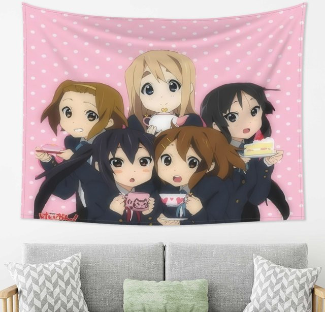 VIKAMA K-ON! Anime Wandteppich Rosa Gepunkteter Wandbehang für dein Schlafzimmer, B/H: 60 x 40 cm - Bild 1