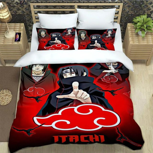 Naruto Cartoon Bettwäsche-Set mit Bettbezug und Bettdecke, 3-teilig, Größe: 140 x 210 cm - Bild 1