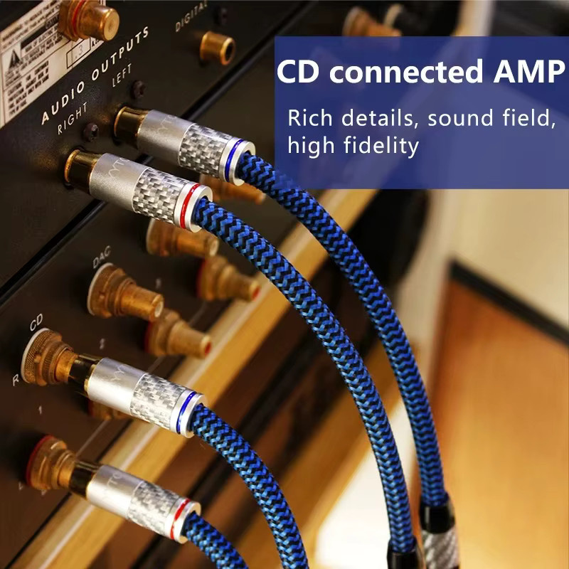 YYTCG RCA-Audiokabel 2 RCA auf 2 RCA Hochleistungs-HIFI-Stereo-Verbindungskabel in Blau - Bild 4