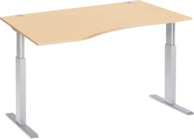 Schäfer Shop Select Schreibtisch ERGO-T elektrisch höhenverstellbar Freiform Ansatz links T-Fuß Ahorn-Dekor/weißalu B/T/H: 180 x 80 x 72,5-118,5 cm - Bild 1