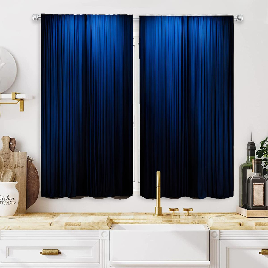Tonnika Chen Set aus 2 blickdichten Dekorvorhängen in See-Blau aus Polyester, Breite: 100 cm, Höhe: 70 cm - Bild 3