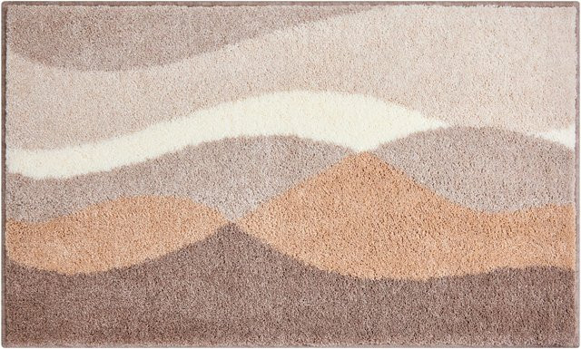 Rutschhemmende Badematte Berge in Beige aus 100% Polyacryl für Fußbodenheizung geeignet - Bild 1