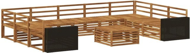 vidaXL Outdoor-Sofagarnitur aus Massivholz Akazie in Natur Braun, 10-teiliges Set mit modernem Design - Bild 1