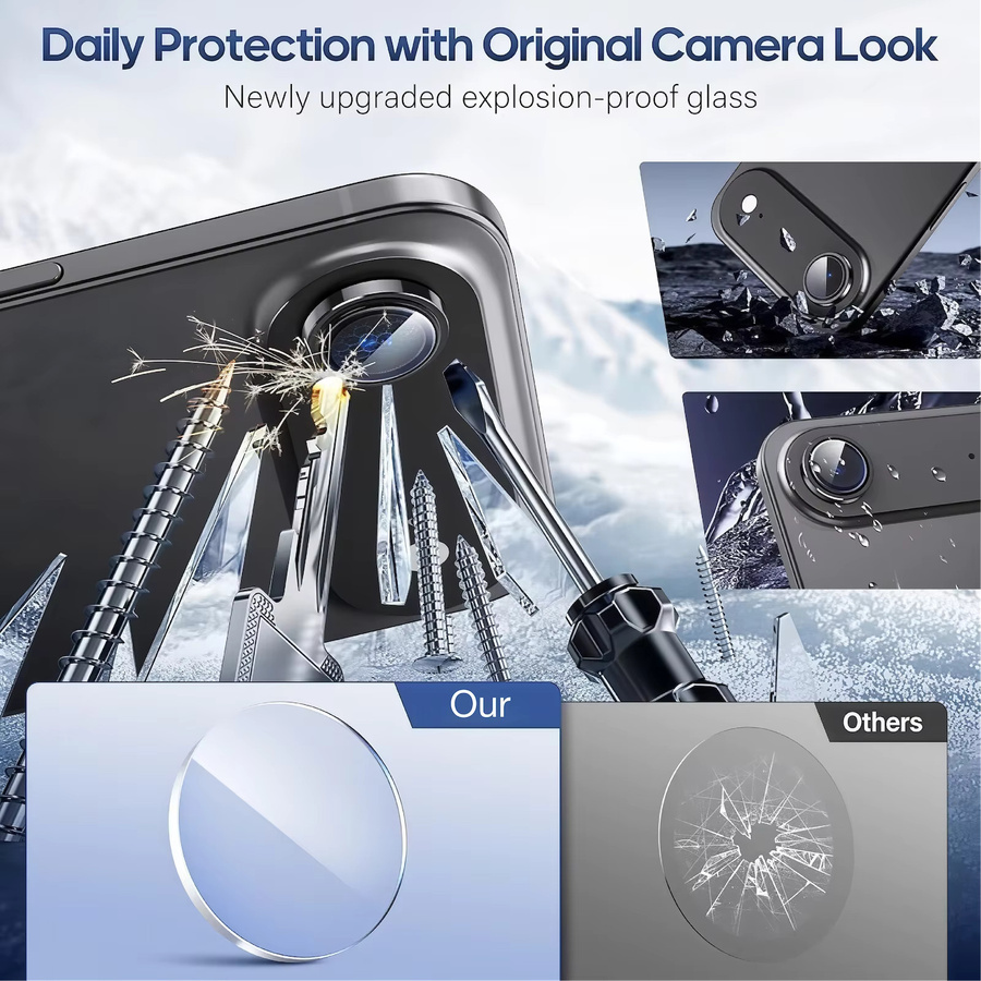 2er-Set Kameraobjektivschutz für Apple iPhone Air in Blau mit 9H gehärtetem Glas und Metall-Einzelringabdeckung - Bild 5