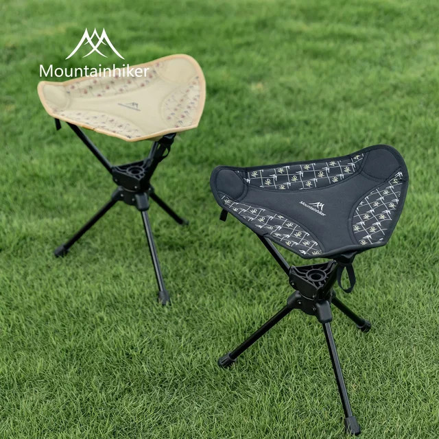 MOUNTAINHIKER Ultraleichter tragbarer Klapphocker in Schwarz, kompakter 360 Grad drehbarer Outdoor-Campingstuhl für Picknick und Angeln - Bild 1