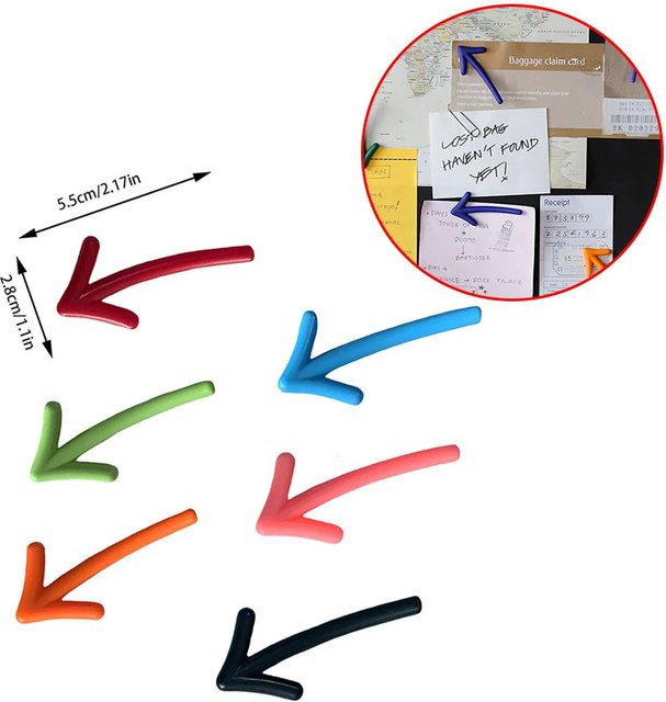 6er Set Pfeil-Kühlschrankmagnete in Multicolour zur Befestigung von Nachrichten und Fotos - Bild 1