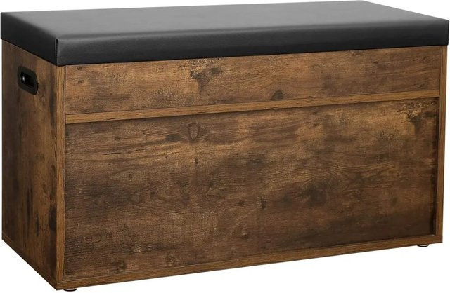VASAGLE Schuhbank mit Stauraum in Braun mit Kunstleder-Sitzpolster, B/T/H: 80 x 30 x 44 cm - Bild 2