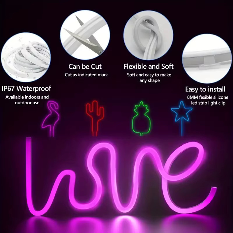 KcoiiFun RGB Neon LED-Streifen mit Bluetooth Musik-Sync, DC24V 3535 Wasserdichtes Neon-Seil-Licht für Innen- und Außendekoration mit EU-Stecker - Bild 3