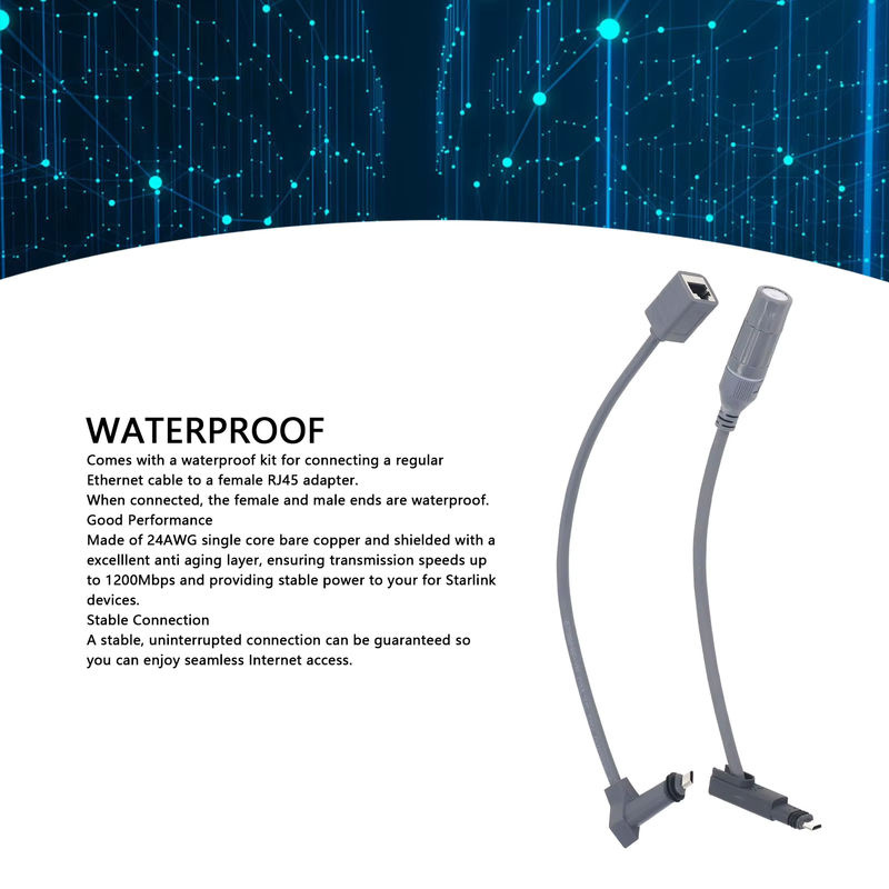 Qiilu Starlink SPX auf RJ45-Adapter mit wasserdichter Anti-Aging-Schicht aus Kupfer für Ethernet/LAN - Bild 2