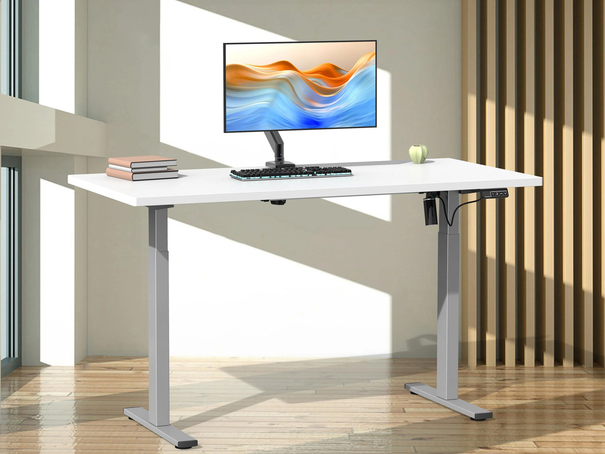 VCM Schreibtisch E-Lona höhenverstellbar Weiß/Silber B/T: 140 x 80 cm - Bild 2