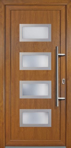 Meeth Kunststoff-Haustür Signum Exklusiv in Golden Oak mit satiniertem Glaseinsatz, nach innen öffnend, ohne Türgriff, Farbe: Gold/Braun, Höhe: 208,0 cm, Breite: 98,0 cm, Tiefe: 7,0 cm - Bild 1