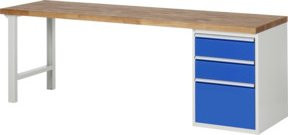 Rau Werkbank 7507A1 in Braun mit 3 Schubladen, B/T/H: 250 x 70 x 89 cm - Bild 1