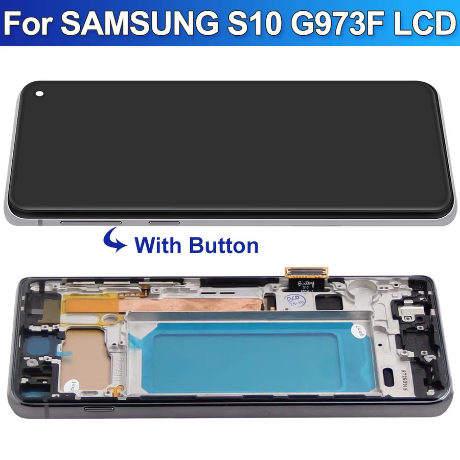 Samsung S10 G973 G973F SM-G973F LCD-Bildschirm mit Rahmen und digitaler Touchscreen-Display-Baugruppe in Schwarz oder Silber - Bild 2