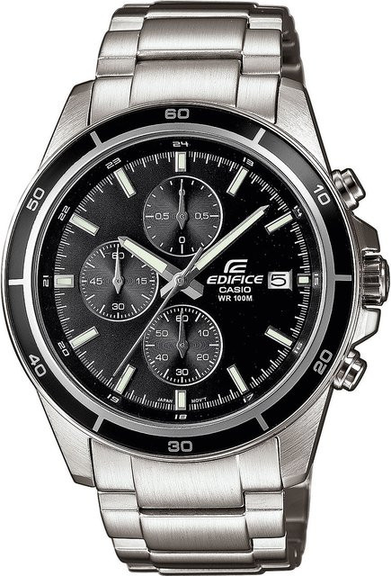 Casio Edifice Herrenuhr, Chronograph, Quarz, Edelstahl, Schwarz, 43 mm - Bild 1