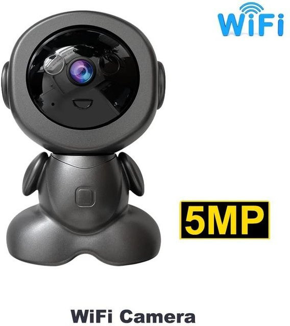 LS VISION Mini WiFi IP Kamera V380 Roboter Baby Monitor mit 5MP, Zwei-Wege-Audio und Bewegungserkennung, Schwarz - Bild 1