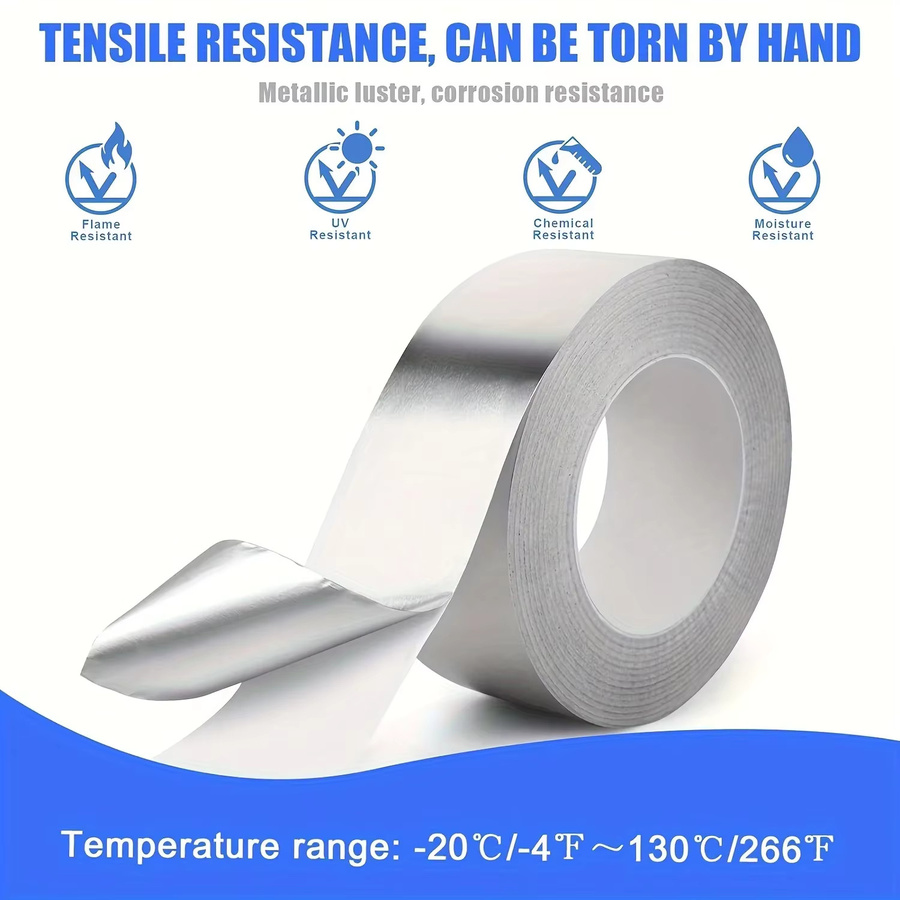 Hochtemperaturbeständiges Aluminiumfolienband in Silber für Auspuffrohr-Dichtungen und Küchenisolierung, Dicke: 0,1 mm - Bild 4