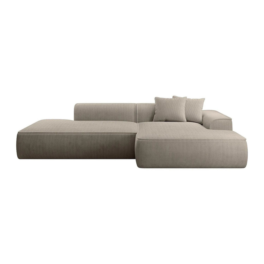 Vente-unique Ecksofa Erynel in Taupe mit Cord-Bezug, Breite: 305 cm - Bild 2