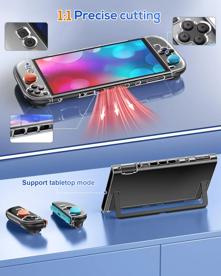 TECTINTER Schutzhülle für Nintendo Switch 2 aus PC und TPU, Transparent, Joystick Controller Cover Skin Protector - Bild 5