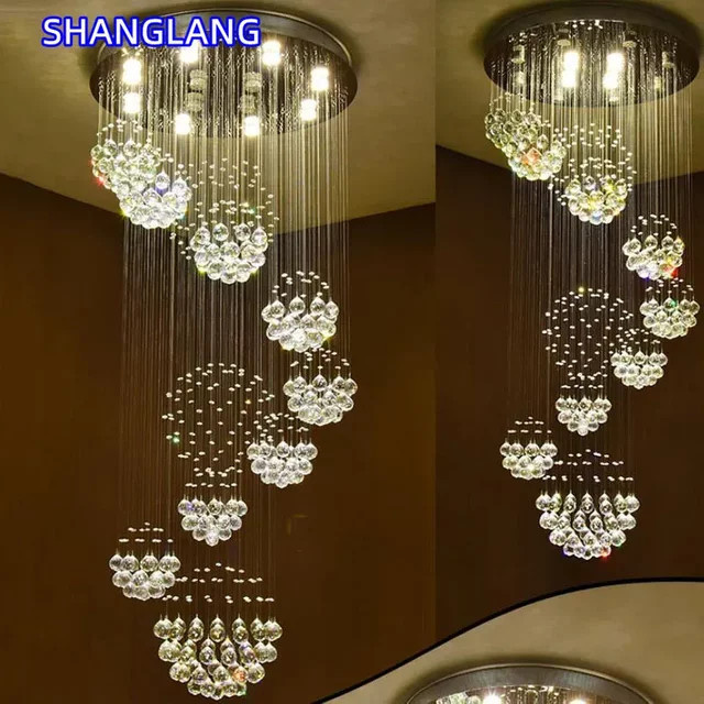 Moderne LED Kristall-Pendelleuchte in Transparent und Silber für Wohnzimmer und Küche - Bild 1