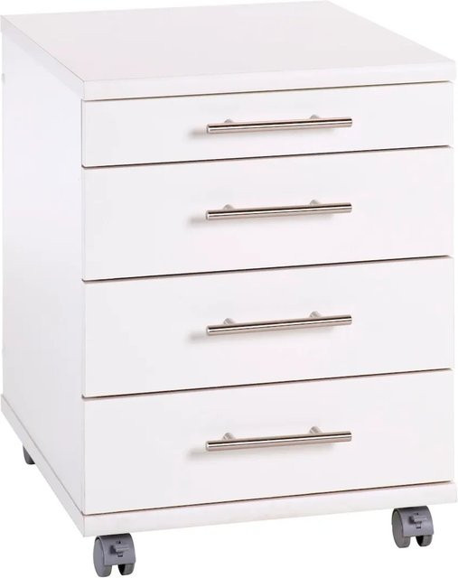 PROREGAL Rollcontainer Eagle mit 4 Schubladen und Rollen, Weiß, H x B x T: 57 x 42 x 50 cm - Bild 1
