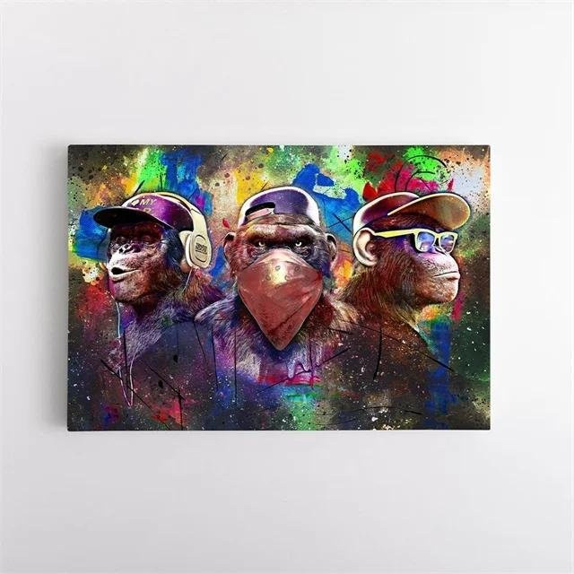 Pop-Graffiti-Kunst Hip-Hop-Affe Leinwandbild Petrichor Poster in Multicolor, Breite: 60 cm, Höhe: 100 cm - Bild 1