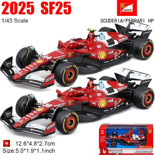 Bburago Ferrari F1 2025 HP SF25 Legierungsmodellauto, 1:43, Rot - Bild 1