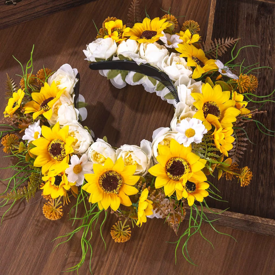 Stirnband Sonnenblumen, Blumen Blätter, Damen - Bild 3