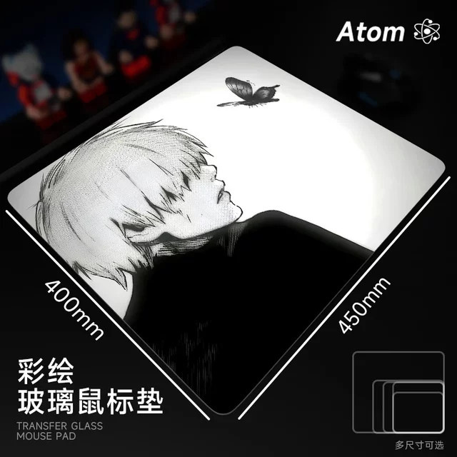 ATOM Glas-Mauspad mit Manga-Helden-Muster in Multicolour, ergonomisches Gaming-Mauspad aus gehärtetem PC-Material für FPS und Büro - Bild 1