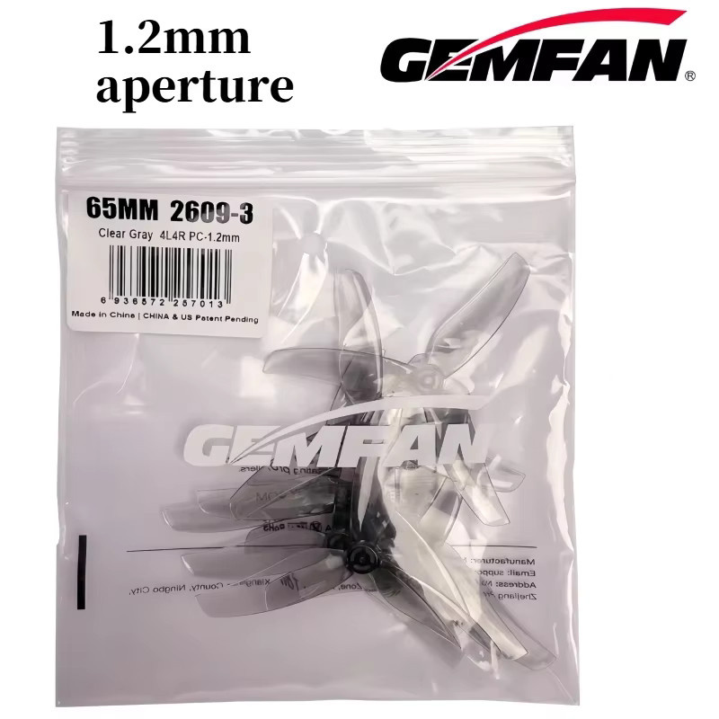 Gemfan 2609-3 Drei-Blatt-Propeller für FPV-Drohnen, 4 Paar, Grau, 65mm, Apertur 1,2mm/1,5mm - Bild 2