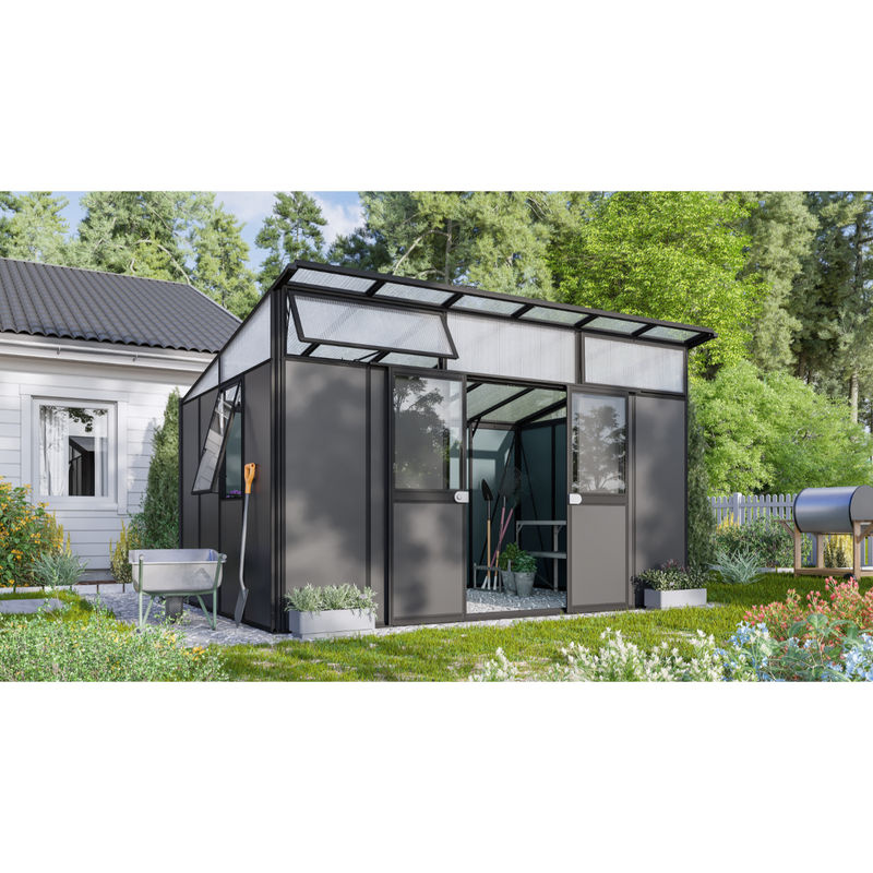 Vitavia Gerätehaus Kosmos mit Pultdach in Schwarz/Anthrazit, 11,5 m² aus Alu-Sandwichpaneelen - Bild 3