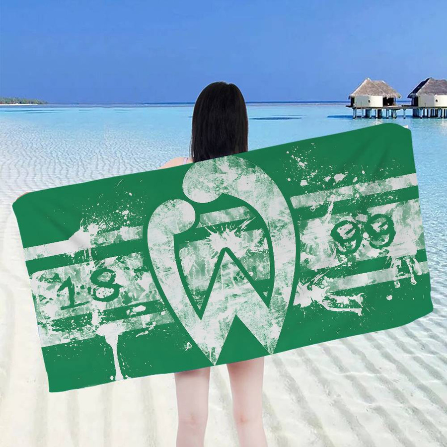 Strandtuch mit W Werder B Bremen Logo aus Mikrofaser und Baumwolle, schnelltrocknend und saugfähig, Breite: 30 cm, Tiefe: 30 cm - Bild 4