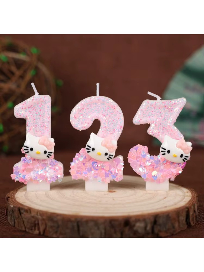 MINISO Digitale Geburtstagskerze mit Katzenkopf als Partydekoration in Pink - Bild 3
