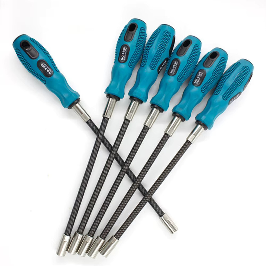 VIBRATITE Multifunktionaler flexibler Steckschlüssel-Schraubendreher in Blau-Grün mit 7 mm Sechskant - Bild 2