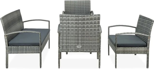 vidaXL 5-tlg Garten-Lounge-Set Modell 3 aus Poly Rattan mit Auflagen in Grau - Bild 1
