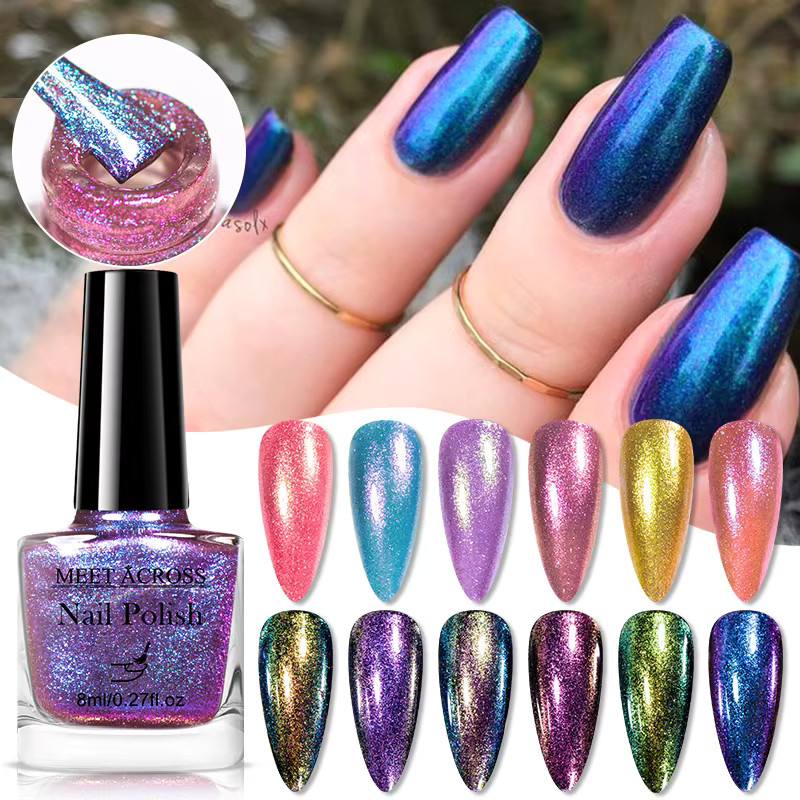 Meet Across Nagellack-Set, 2-teilig, 8 ml, schimmernd, Galaxie-Chrom-holografisch - Bild 2